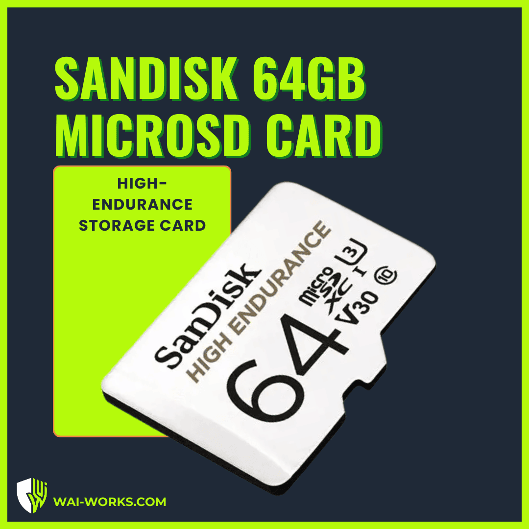 MicroSD card with high endurance, 64GB capacity, ideal for data logging applications.