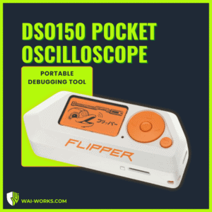 Portable pocket oscilloscope for electronic testing and debugging. Compact device with LCD display a.