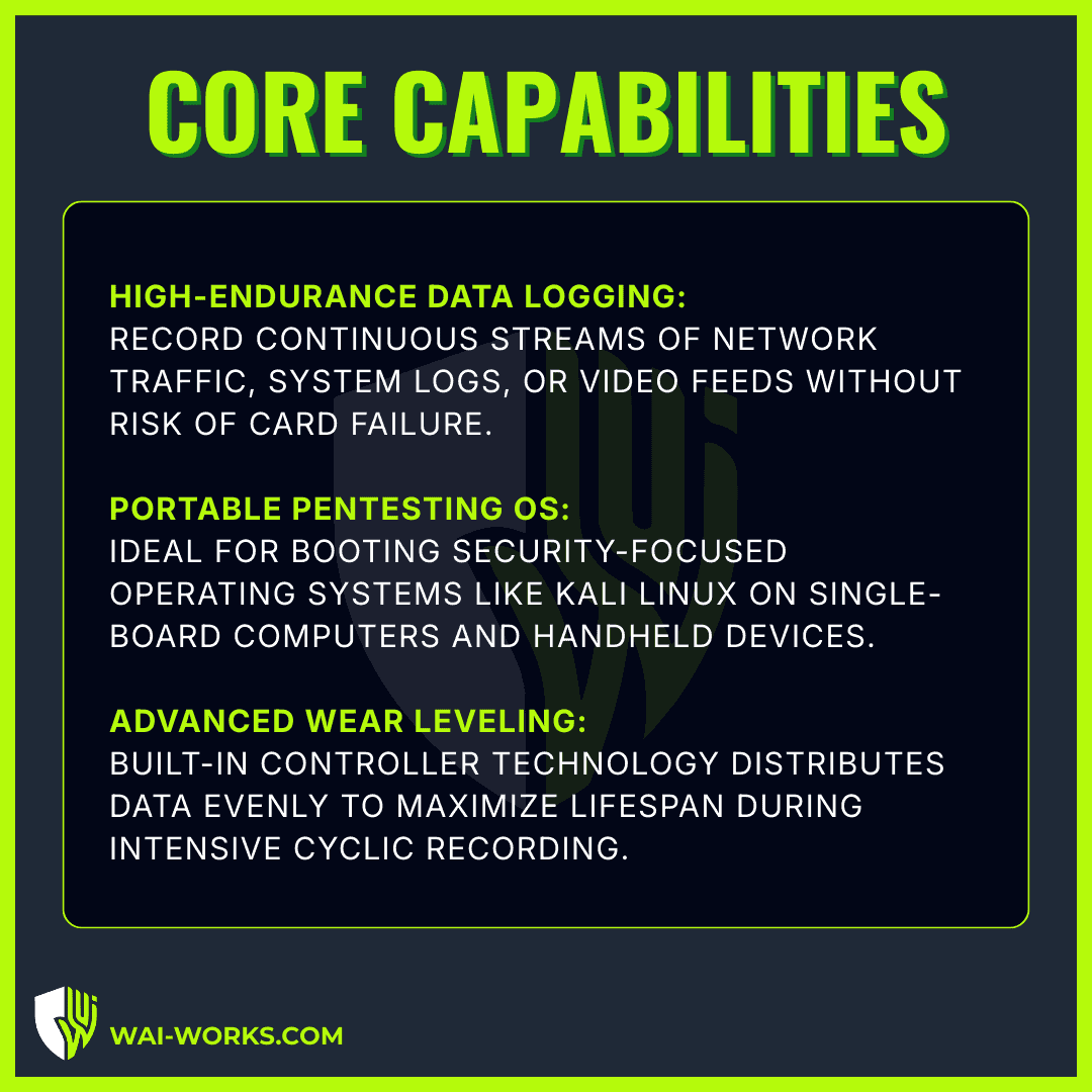 MicroSD card optimized for high-endurance data logging applications. Durable storage solution for co.