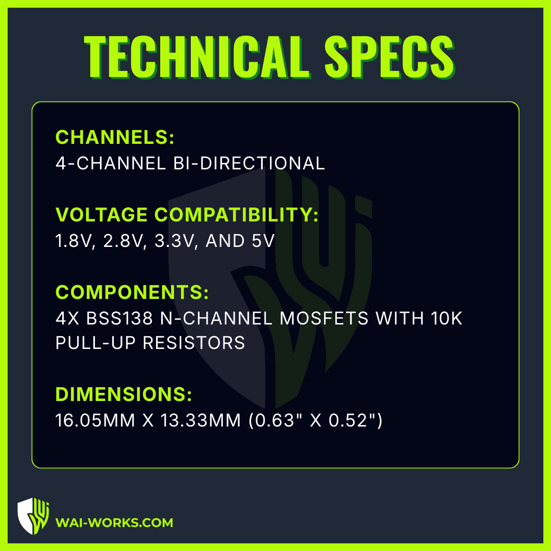 Bi-Directional 4-Channel Logic Level Converter for Electronics Projects.