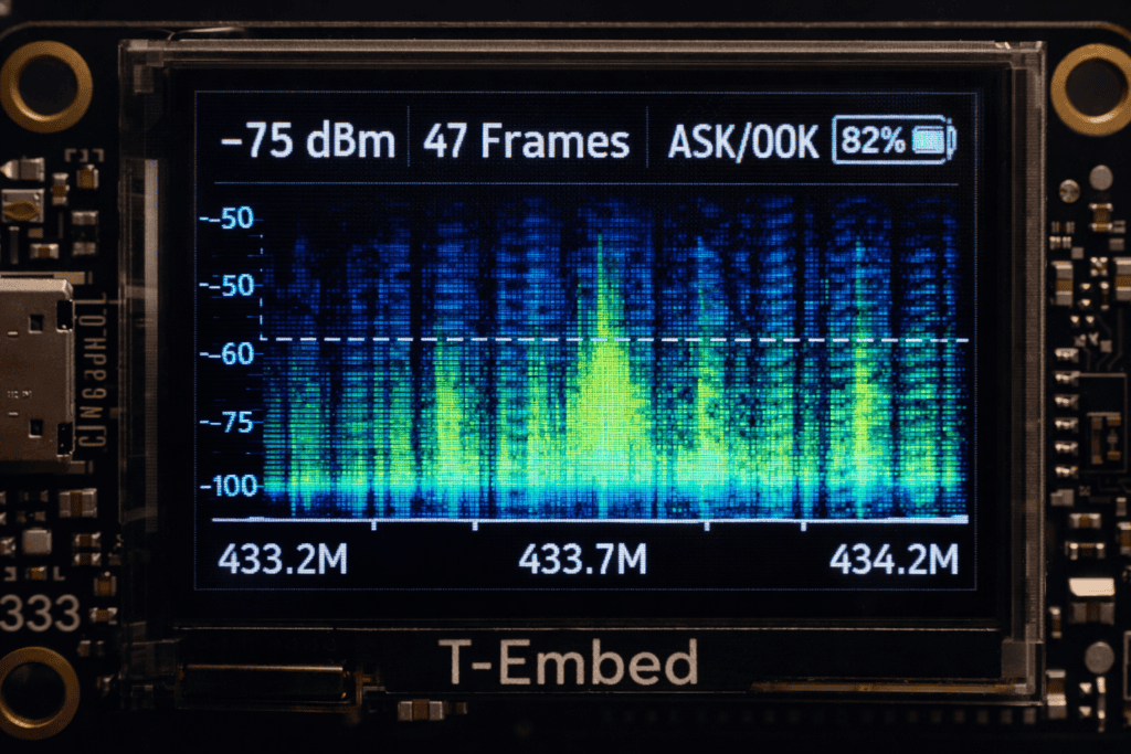 RF Spectrum Analyzer Display for Sub-GHz Hacking.